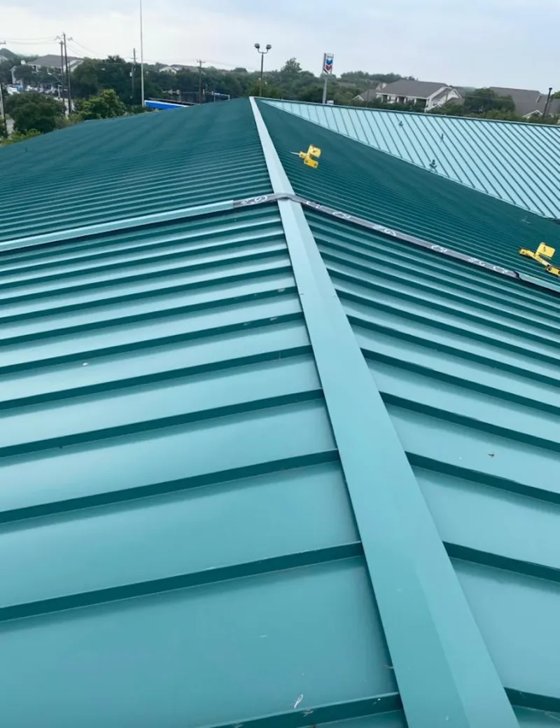 Green commercial metal roof ridge and valley for Metal Roof Repair in Poinciana